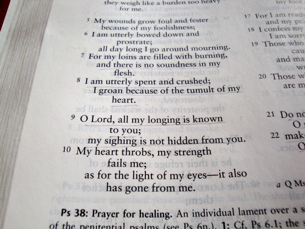 Psalm 38. I don't know why I underlined this; good to know it's still true!